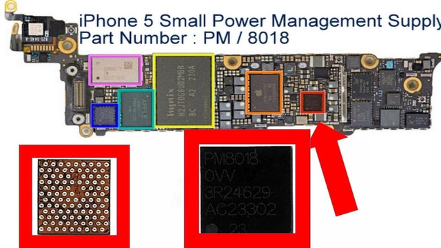 
Hình ảnh chip quản lý nguồn trên iPhone 5.
