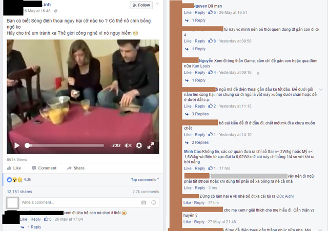 
Đoạn video từ một tài khoản Facebook chuyên đăng tải nội dung lá cải và những lời bình luận đầy lo lắng.
