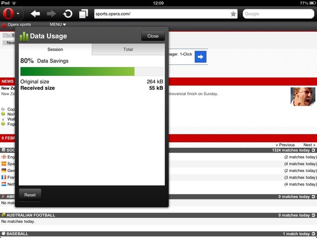 Data Usage trong Opera